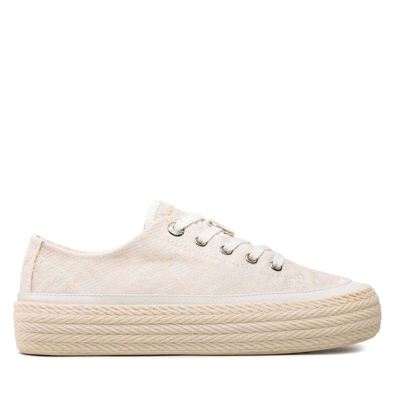 Sneakers aus Stoff Tommy Hilfiger Vulc Rope Monogram White Denim FW0FW07254 Beige von Tommy Hilfiger