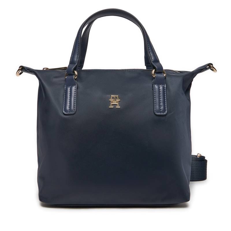 Handtasche Tommy Hilfiger Poppy Th Small Tote AW0AW15640 Dunkelblau von Tommy Hilfiger