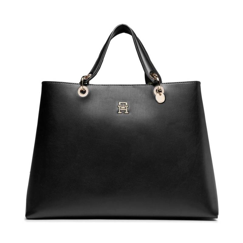 Handtasche Tommy Hilfiger Th Chic Satchel AW0AW14784 Schwarz von Tommy Hilfiger