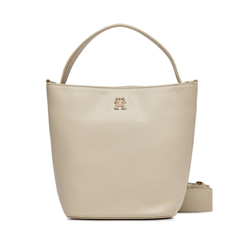 Handtasche Tommy Hilfiger Th Essential Sc Bucket AW0AW15706 Écru von Tommy Hilfiger