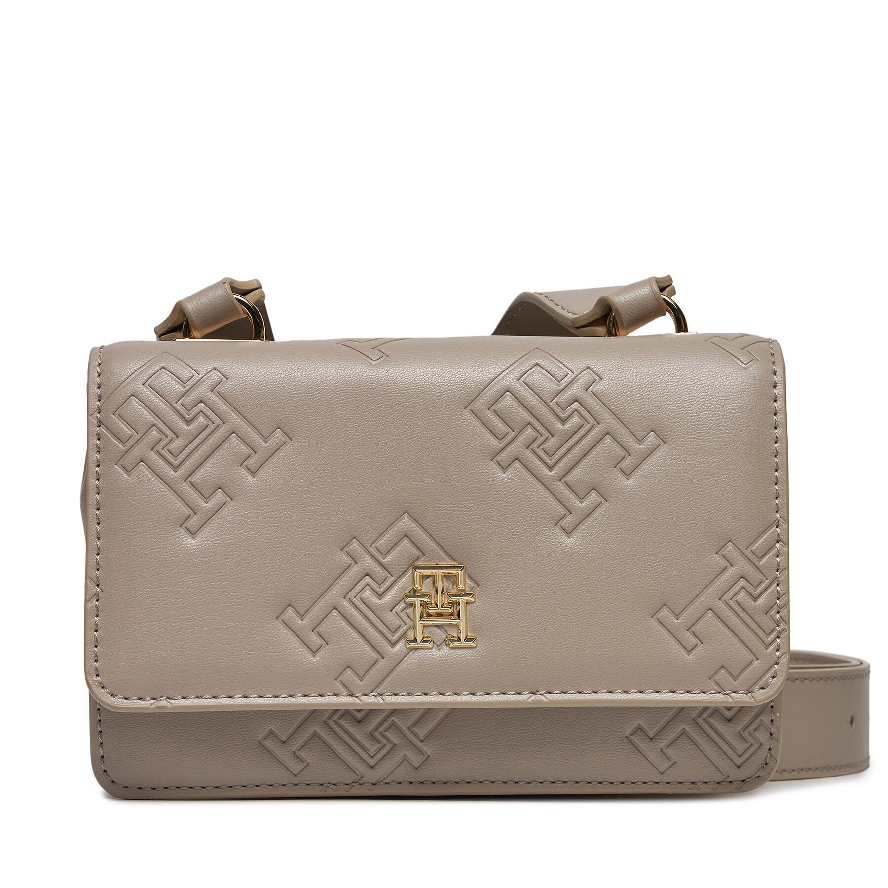 Handtasche Tommy Hilfiger Th Refined Crossover Mono AW0AW15727 Beige von Tommy Hilfiger