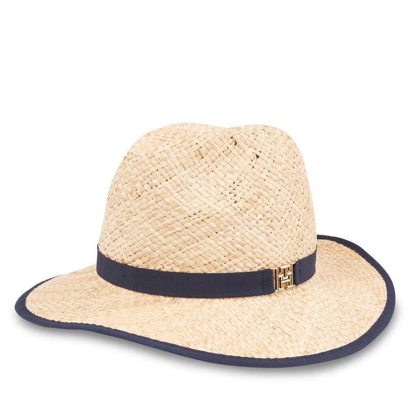 Hut Tommy Hilfiger Beach Summer Straw Fedora Hat AW0AW16044 Écru von Tommy Hilfiger