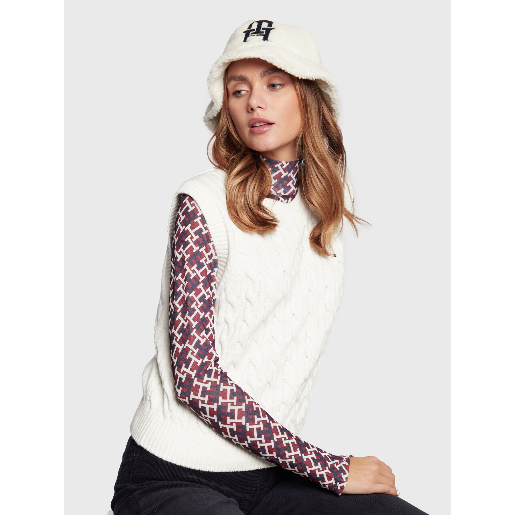 Hut Tommy Hilfiger Monogram AW0AW14287 Écru von Tommy Hilfiger