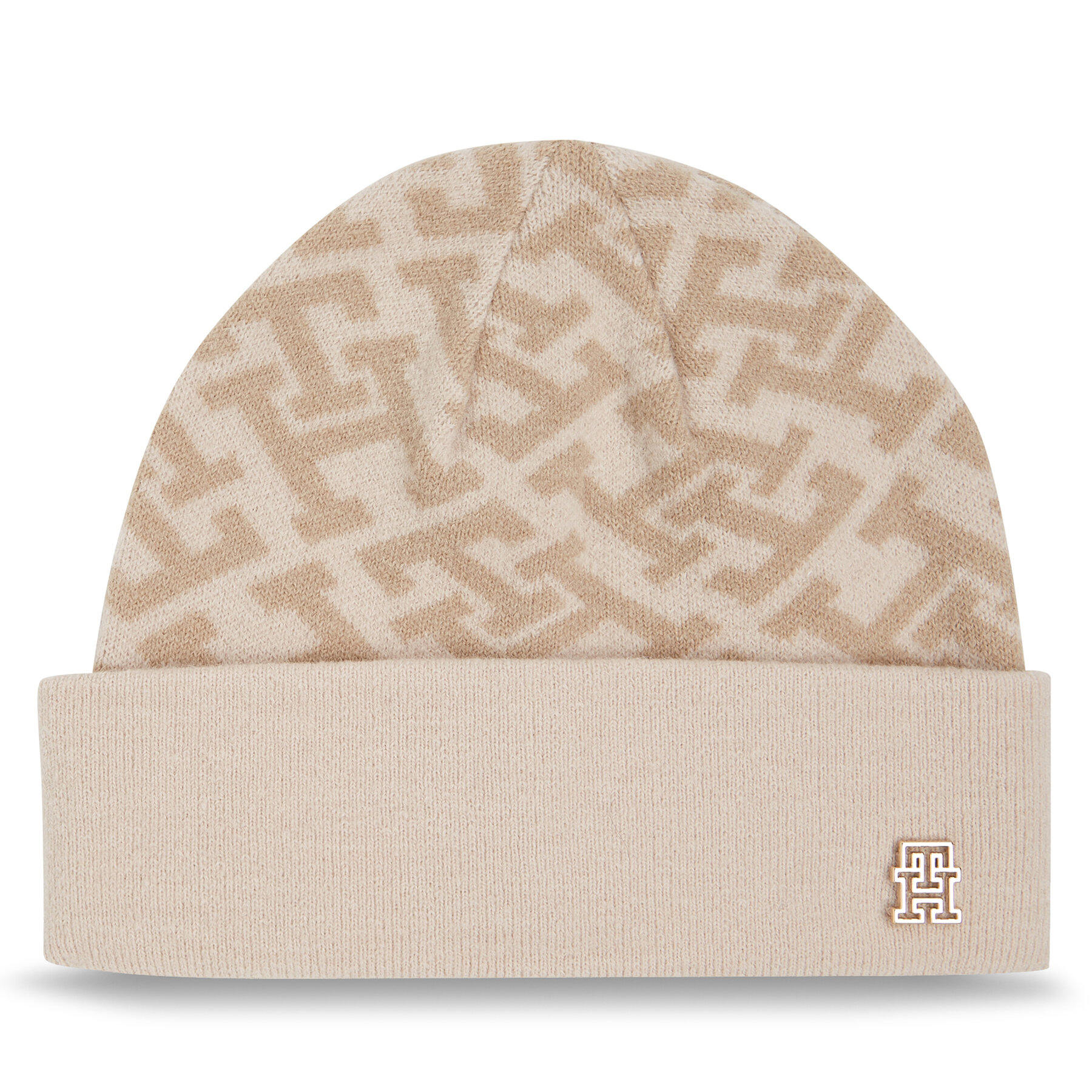 Mütze Tommy Hilfiger Monogram All Over Beanie AW0AW15327 Beige von Tommy Hilfiger