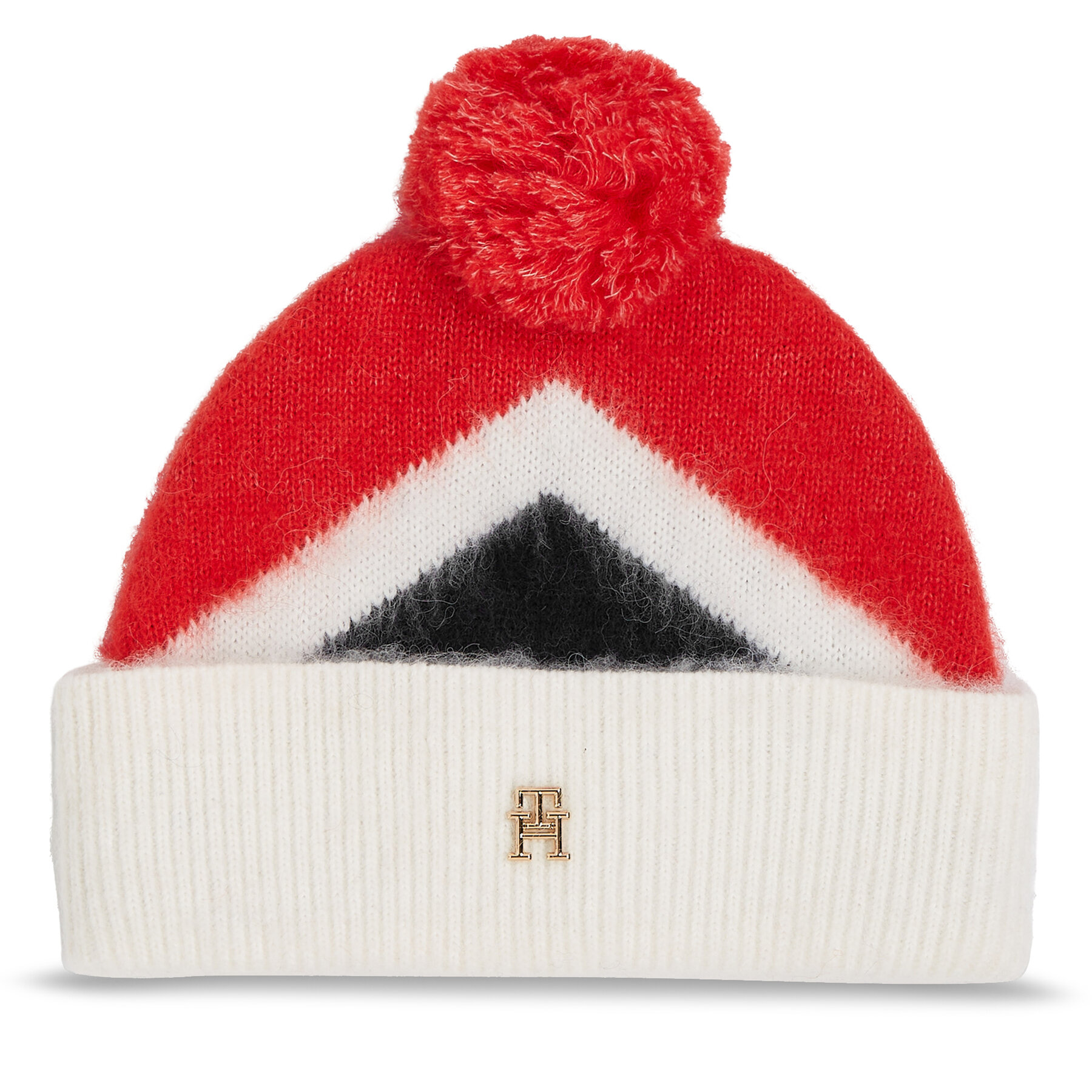 Mütze Tommy Hilfiger Th Evening Pompom Beanie Argyle AW0AW15305 Rot von Tommy Hilfiger