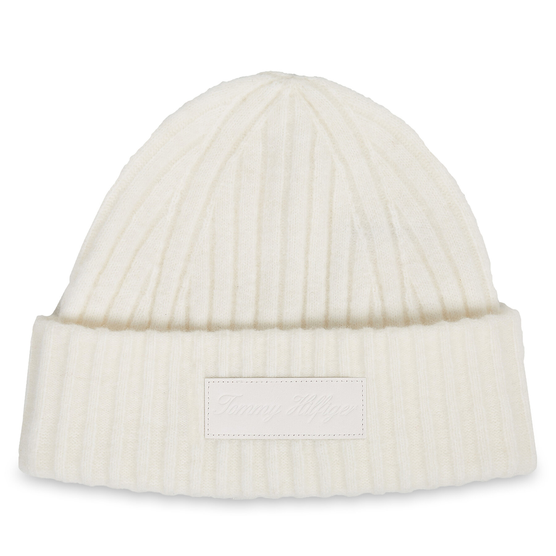 Mütze Tommy Hilfiger Tommy Twist Beanie AW0AW15325 Weiß von Tommy Hilfiger