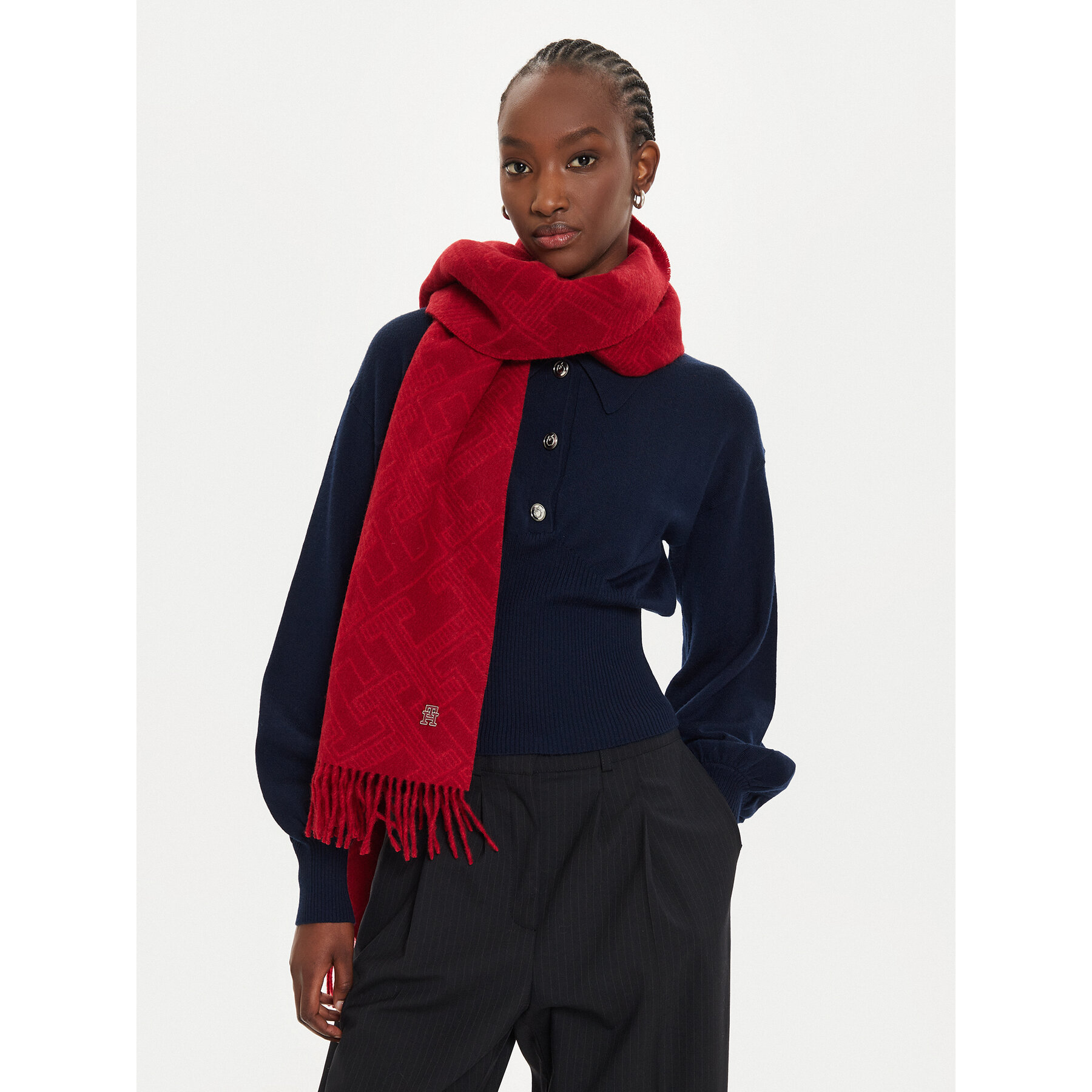 Schal Tommy Hilfiger Monogram AW0AW16650 Rot von Tommy Hilfiger