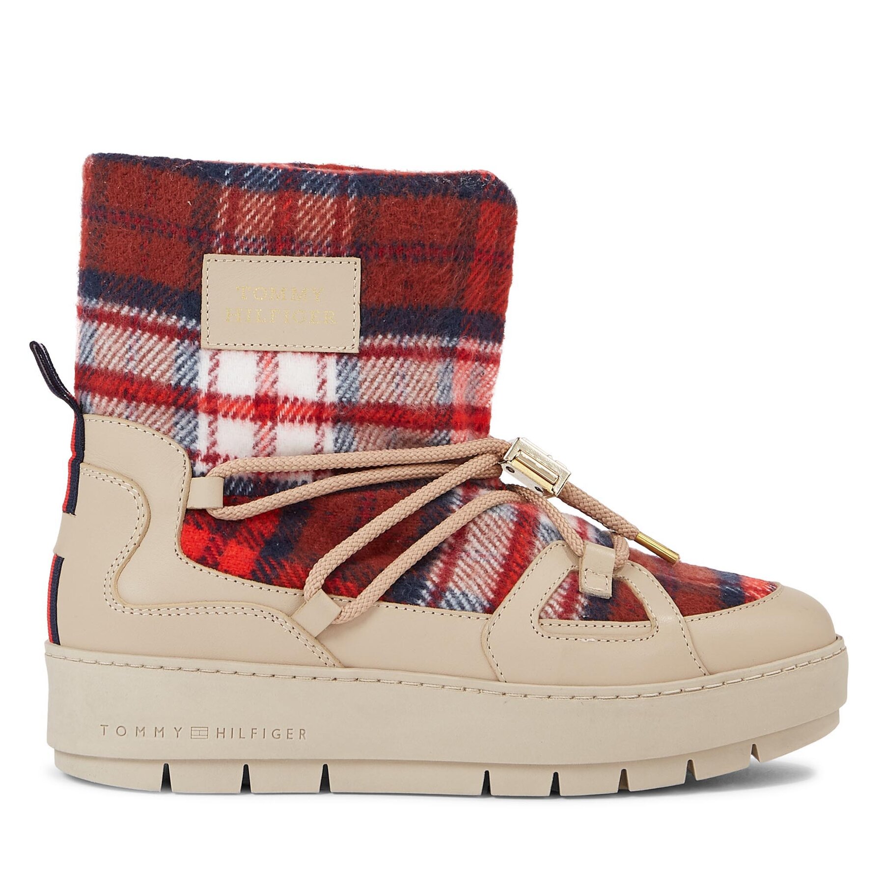 Schneeschuhe Tommy Hilfiger Tartan Snowboot FW0FW07612 Beige von Tommy Hilfiger