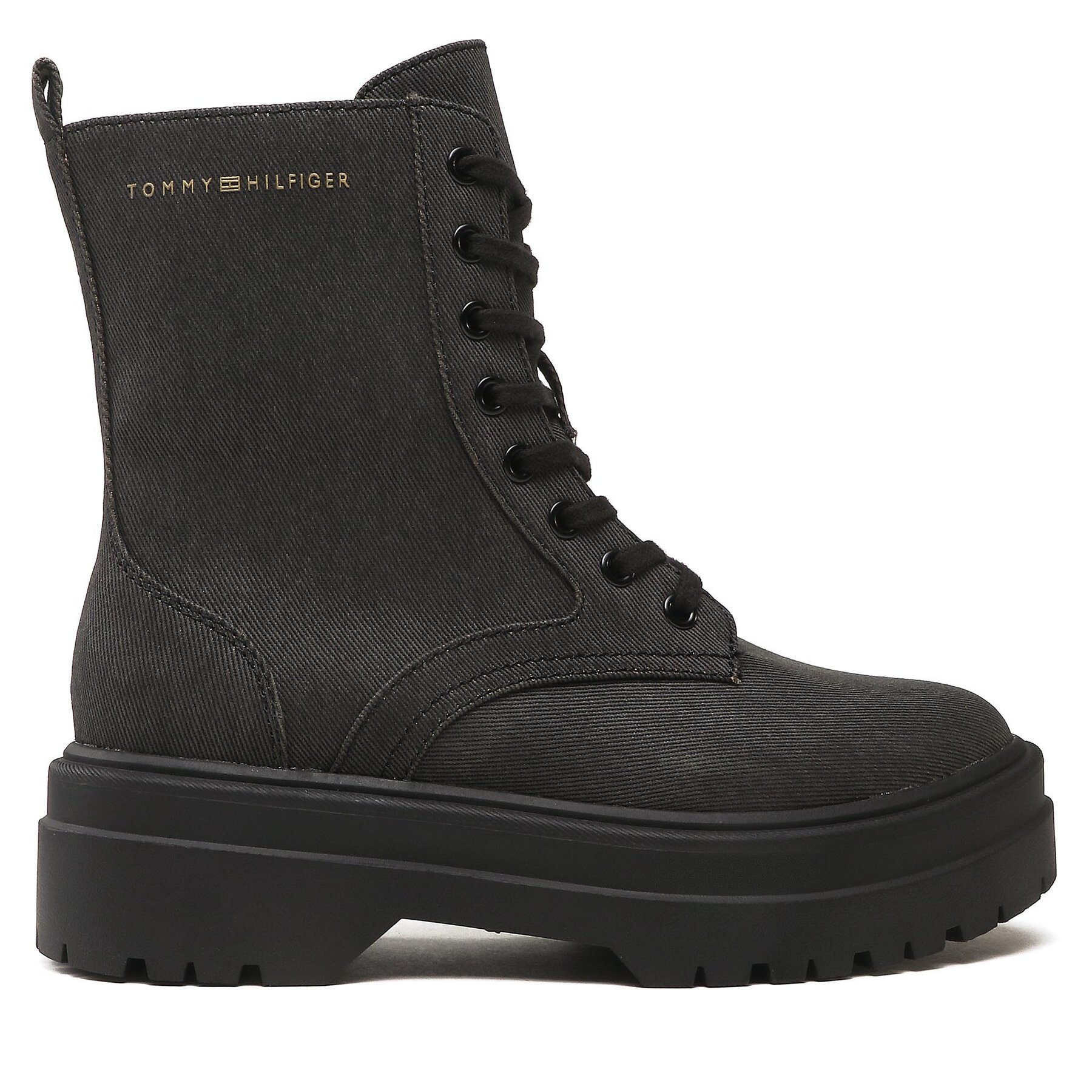 Schnürstiefeletten Tommy Hilfiger Feminine Essential Canvas FW0FW07357 Schwarz von Tommy Hilfiger