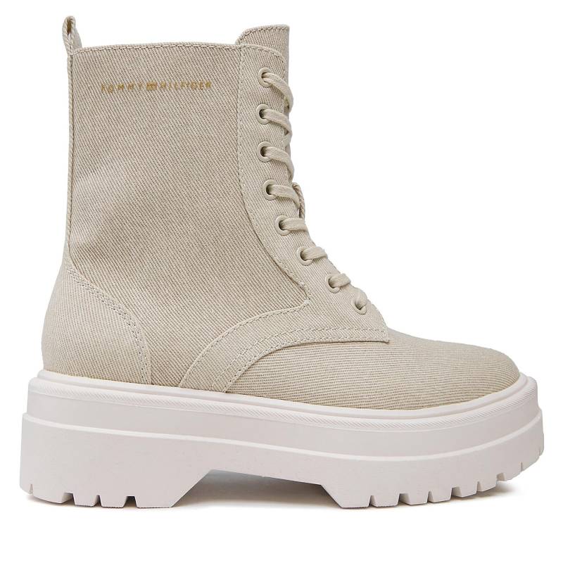 Schnürstiefeletten Tommy Hilfiger Feminine Essential Canvas FW0FW07357 Beige von Tommy Hilfiger