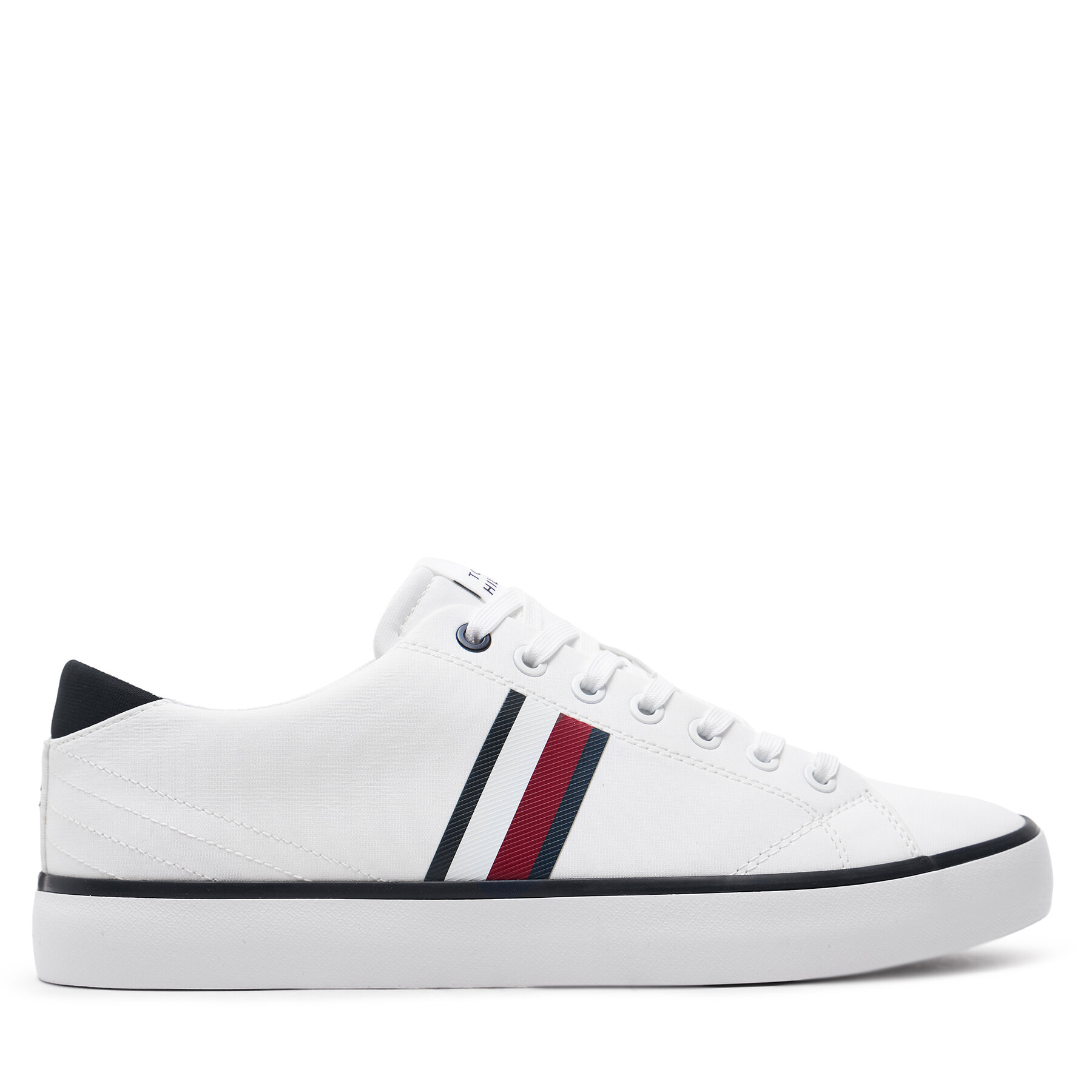 Sneakers aus Stoff Tommy Hilfiger Th Hi Vulc Low Stripes Mesh FM0FM04946 Weiß von Tommy Hilfiger