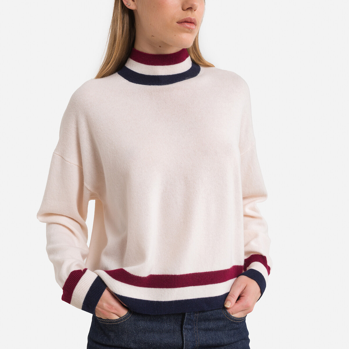 Stehkragenpullover, gestreifte Abschlüsse von Tommy Hilfiger