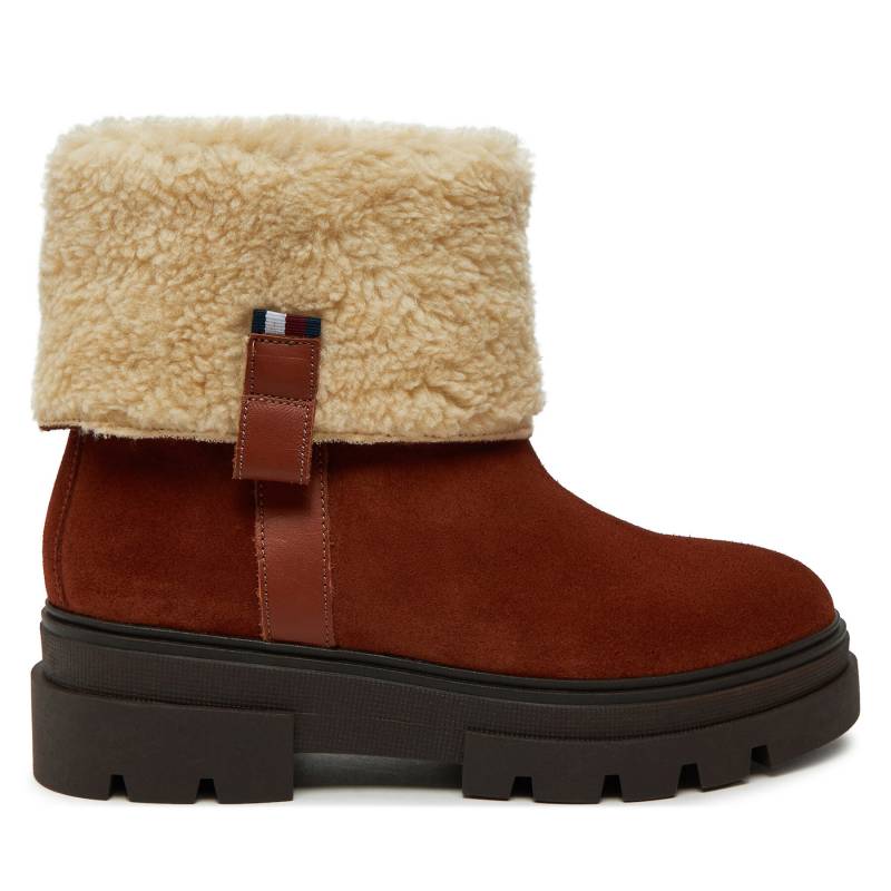 Stiefeletten Tommy Hilfiger Faux Fur Suede Roll-Down Boot FW0FW08158 Braun von Tommy Hilfiger