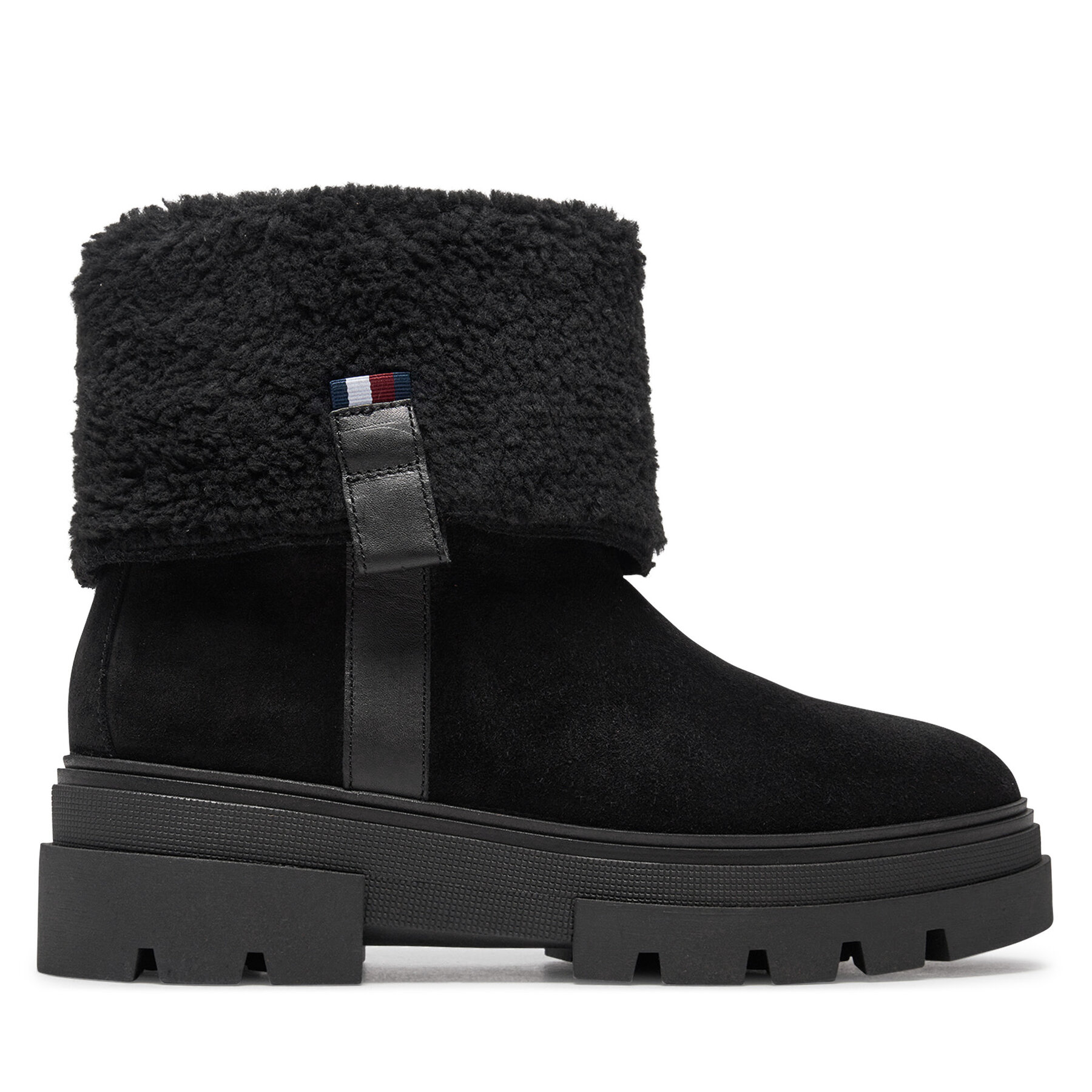 Stiefeletten Tommy Hilfiger Faux Fur Suede Roll-Down Boot FW0FW08158 Schwarz von Tommy Hilfiger