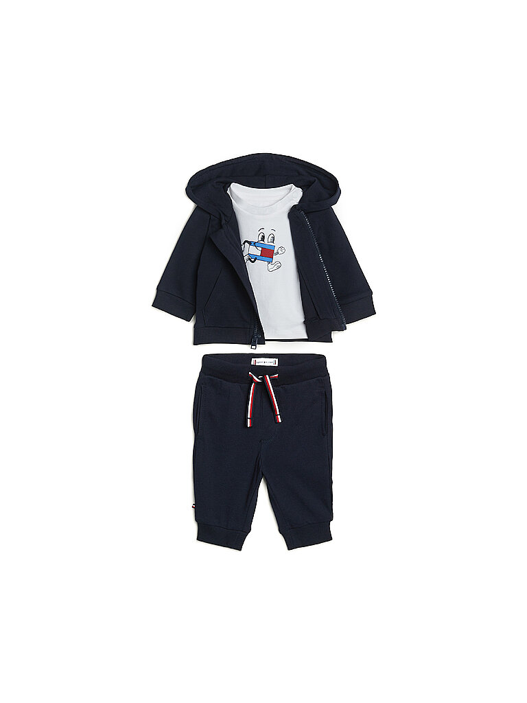 TOMMY HILFIGER Baby Set 3tlg Sweatjacke, T-Shirt und Hose dunkelblau | 62 von Tommy Hilfiger