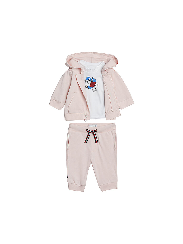 TOMMY HILFIGER Baby Set 3tlg Sweatjacke, T-Shirt und Hose rosa | 74 von Tommy Hilfiger