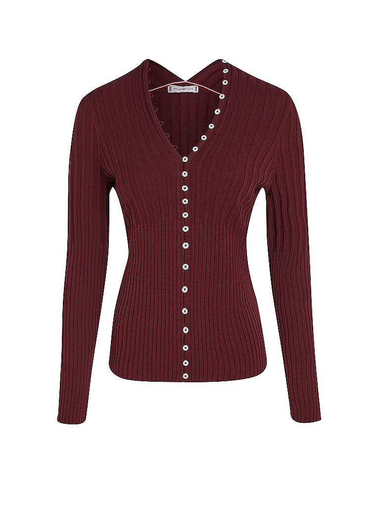 TOMMY HILFIGER Cardigan dunkelrot | L von Tommy Hilfiger