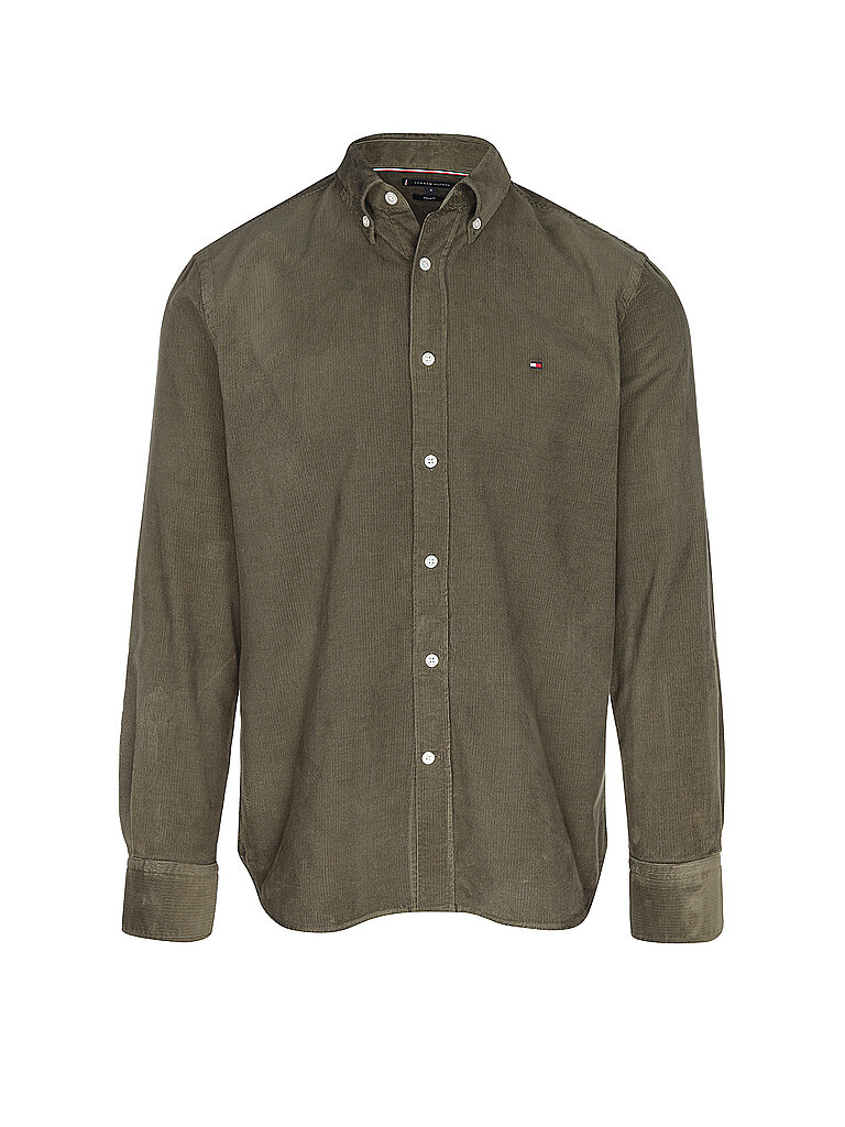 TOMMY HILFIGER Cordhemd  olive | XL von Tommy Hilfiger