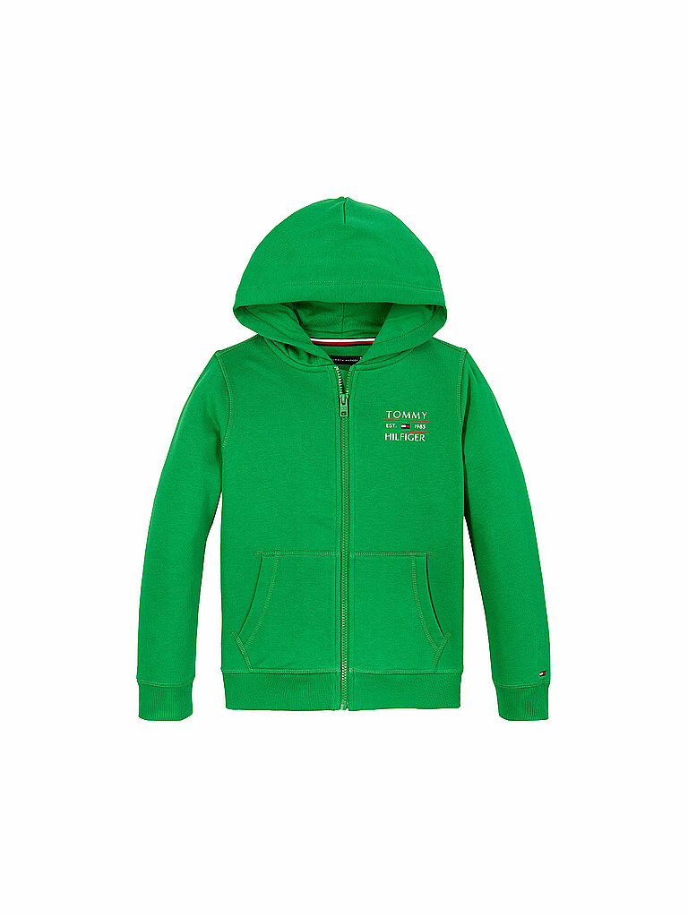 TOMMY HILFIGER Jungen Kapuzensweatjacke grün | 140 von Tommy Hilfiger