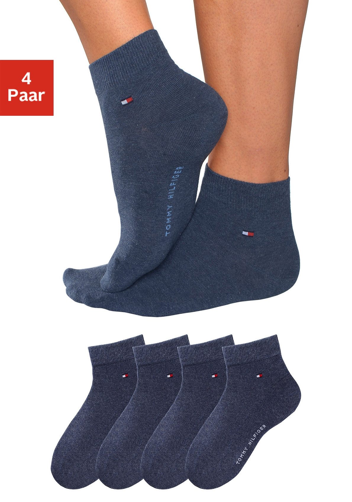 Tommy Hilfiger Kurzsocken, (4 Paar), mit druckfreien Nähten von Tommy Hilfiger