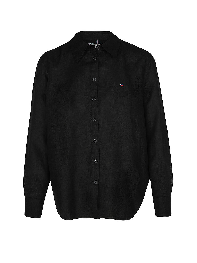 TOMMY HILFIGER Leinenbluse schwarz | 34 von Tommy Hilfiger