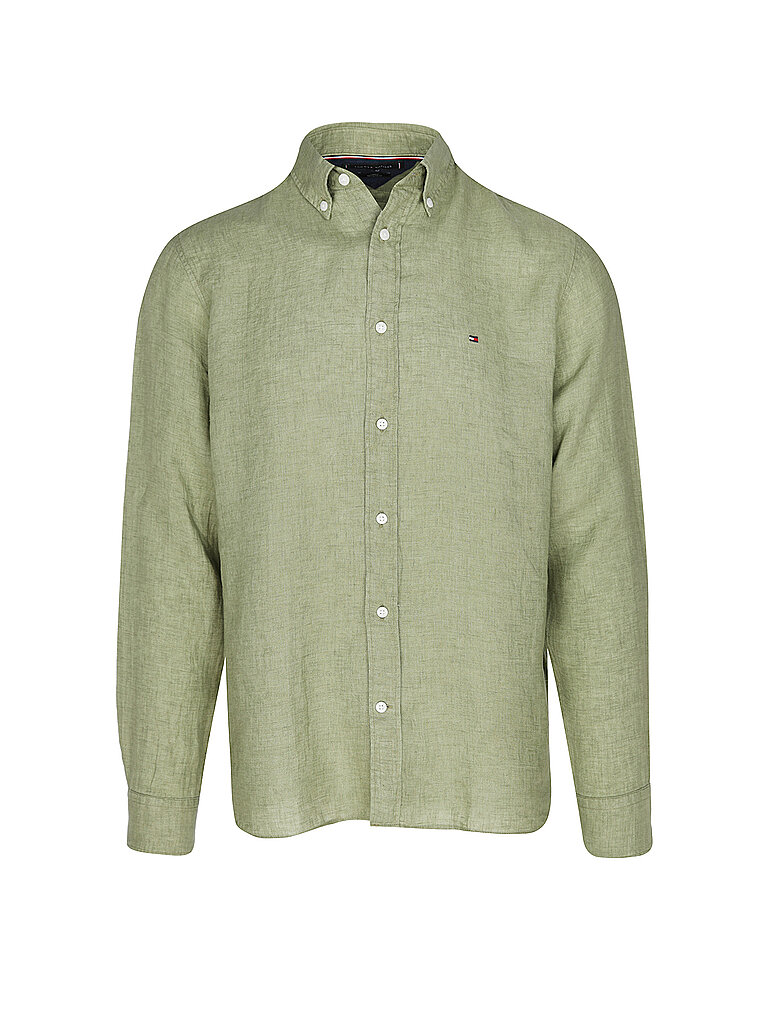 TOMMY HILFIGER Leinenhemd olive | XL von Tommy Hilfiger