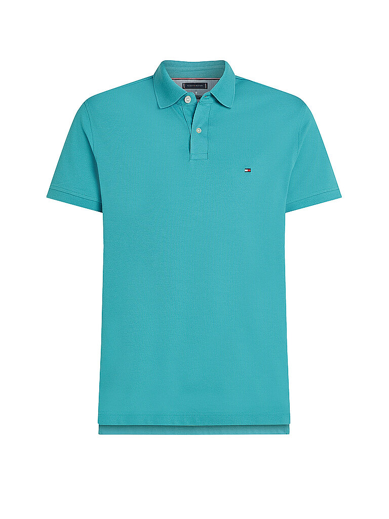 TOMMY HILFIGER Poloshirt Slim Fit türkis | L von Tommy Hilfiger