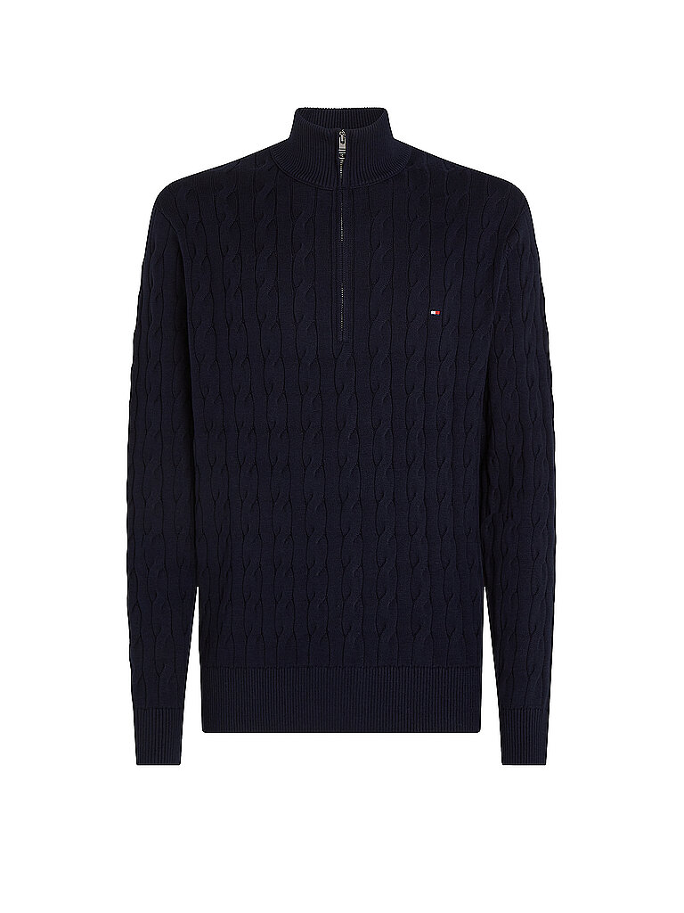 TOMMY HILFIGER Troyer Pullover blau | L von Tommy Hilfiger