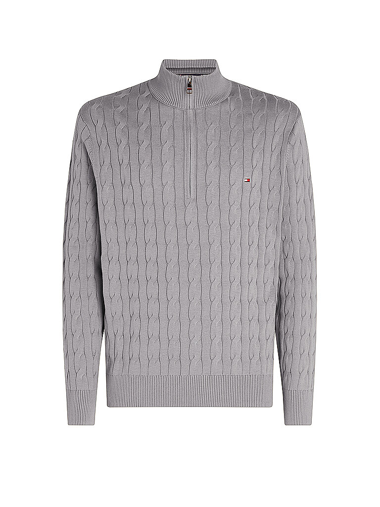 TOMMY HILFIGER Troyer Pullover grau | L von Tommy Hilfiger