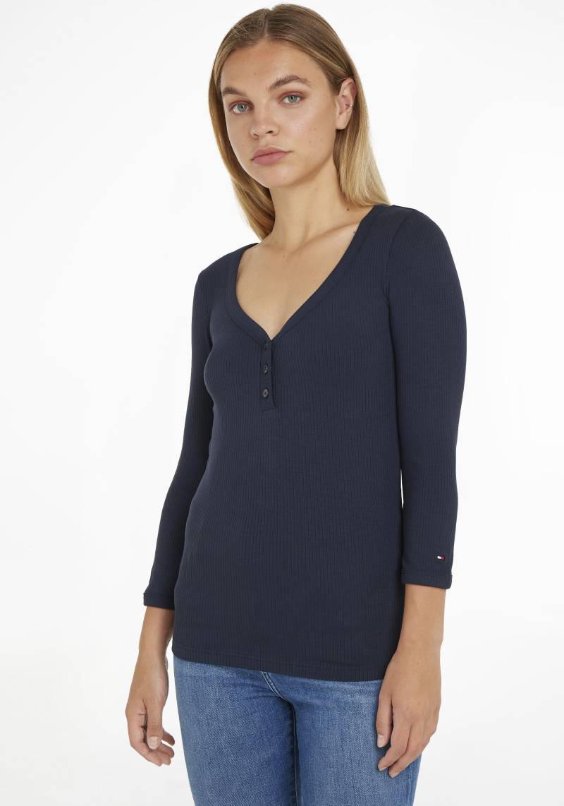 Tommy Hilfiger 3/4-Arm-Shirt »SLIM 5X2 RIB HENLEY 3/4«, mit drei Zierknöpfen am Ausschnitt von Tommy Hilfiger