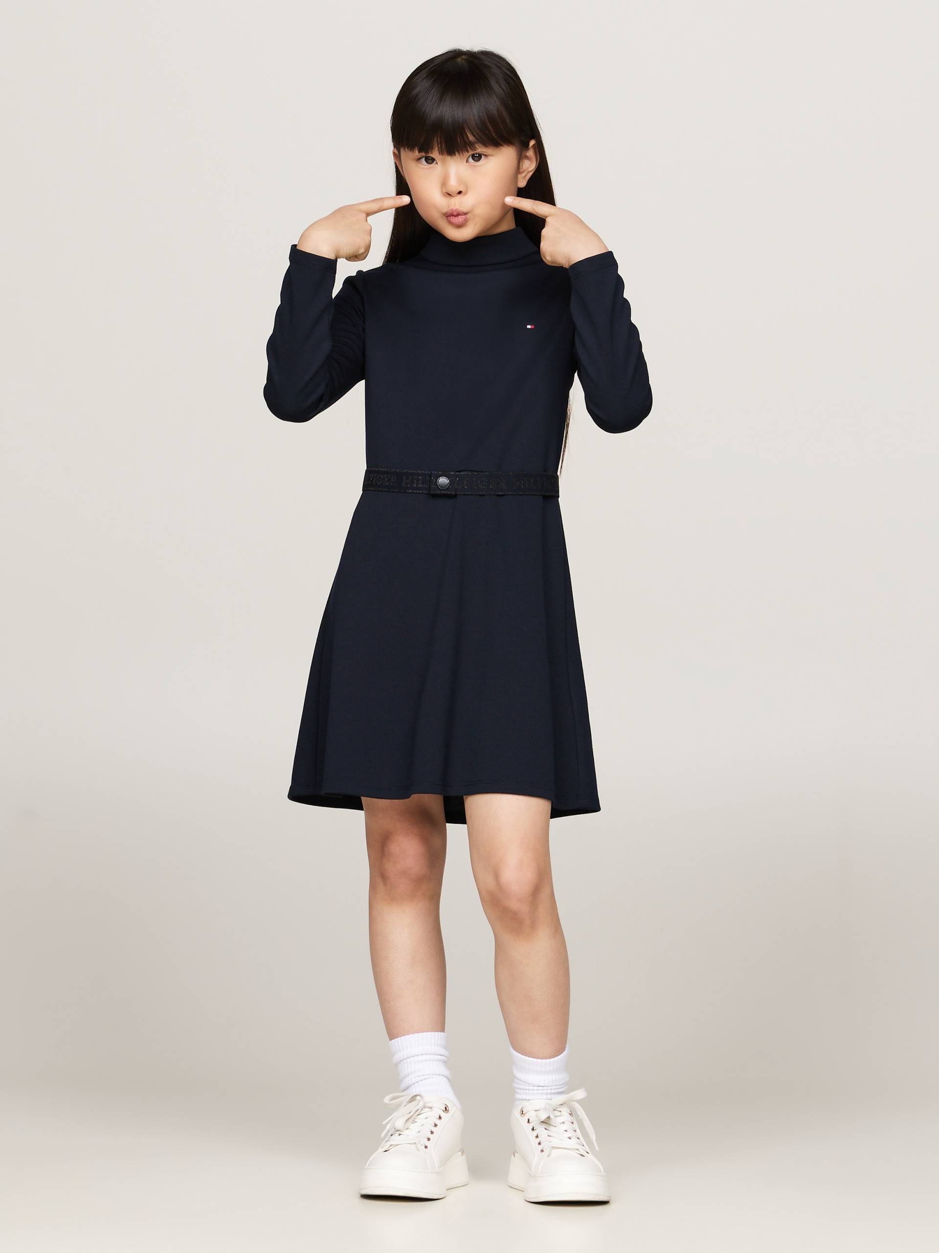 Tommy Hilfiger A-Linien-Kleid »BRANDED PUNTO DRESS LS«, mit Stehkragen von Tommy Hilfiger