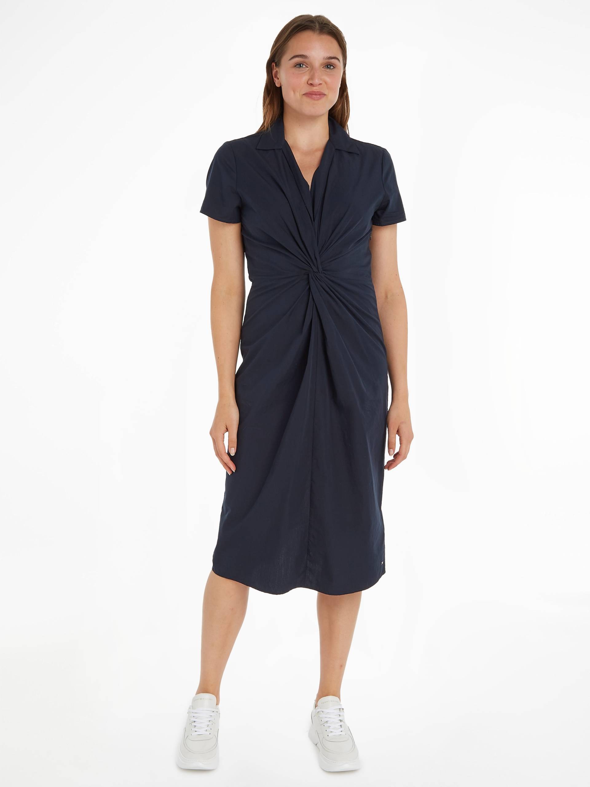 Tommy Hilfiger Blusenkleid »SOLID POPLIN MIDI DRESS SS«, mit modischem Knotendetail in der Taille von Tommy Hilfiger