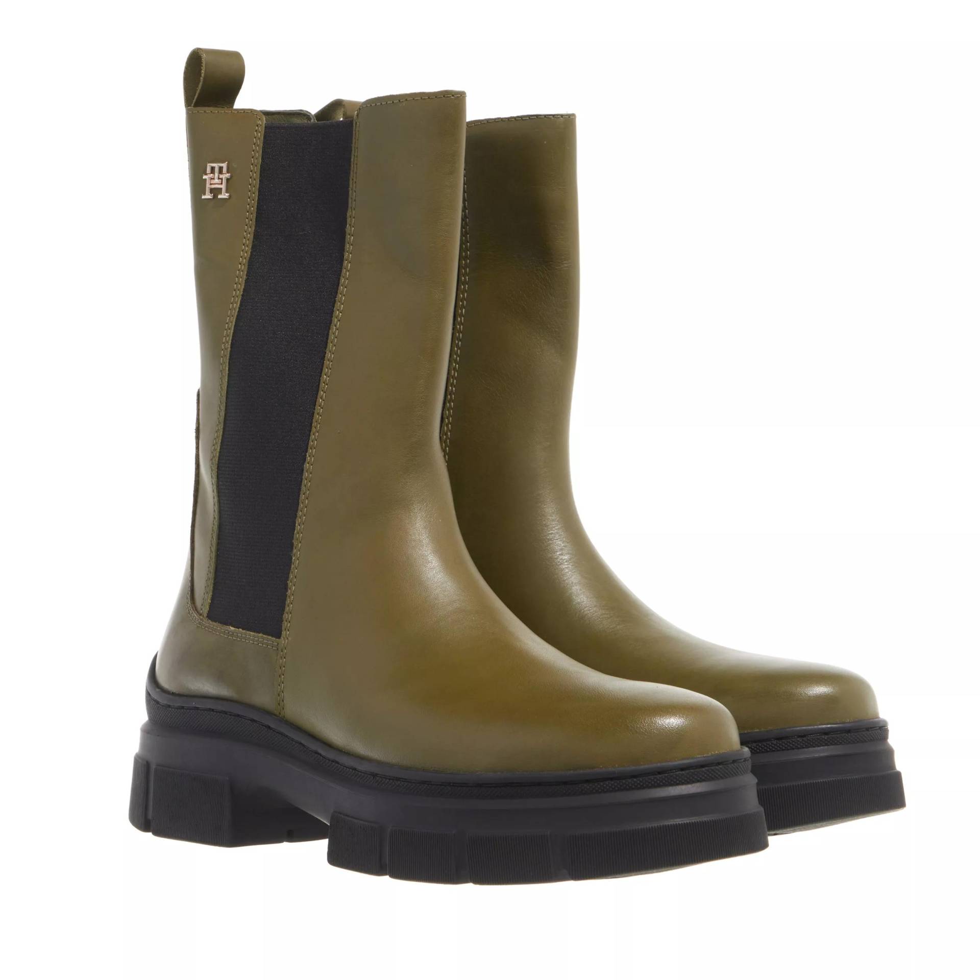 Tommy Hilfiger Boots & Stiefeletten - Essential Leather Chelsea Boot - Gr. 40 (EU) - in Grün - für Damen von Tommy Hilfiger