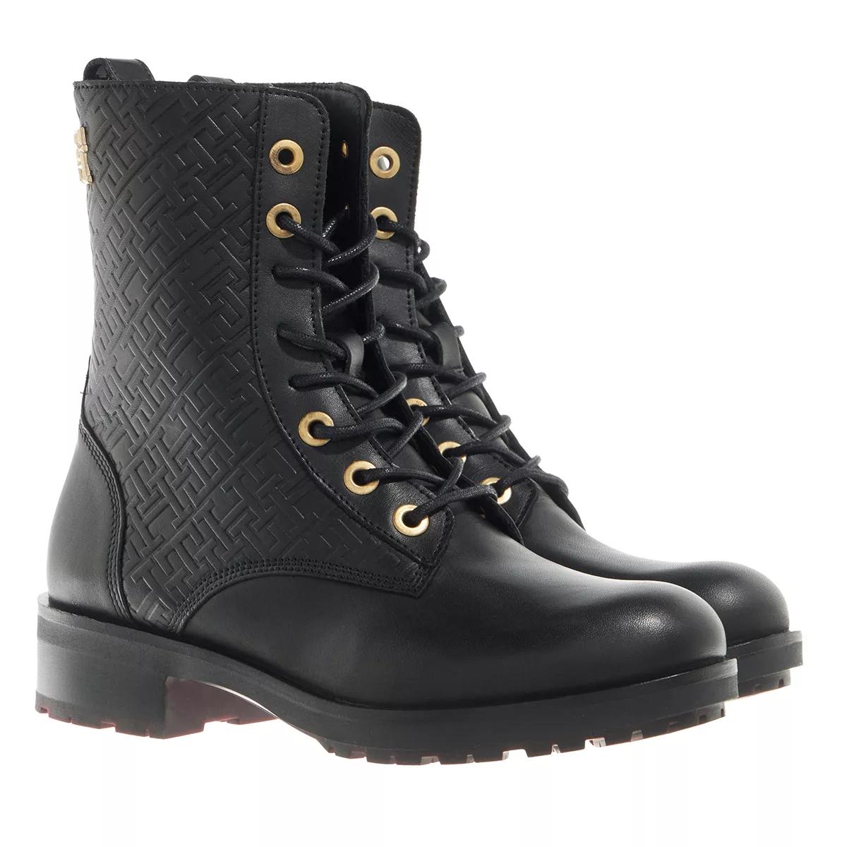 Tommy Hilfiger Boots & Stiefeletten - Th Monogram Biker Boot - Gr. 39 (EU) - in Schwarz - für Damen von Tommy Hilfiger