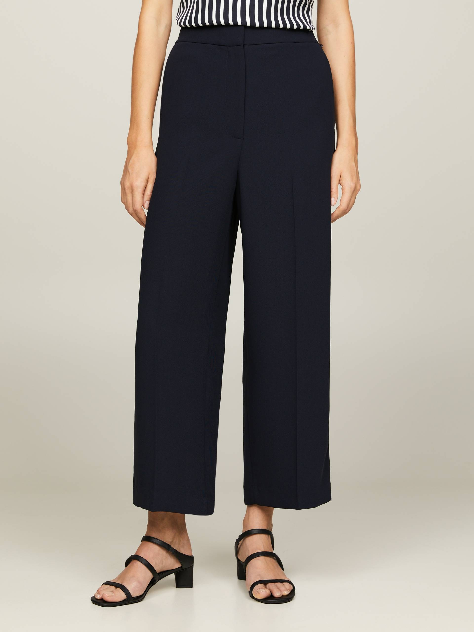 Tommy Hilfiger Bügelfaltenhose »FLUID TWILL WIDE LEG CROP«, mit Bügelfalten von Tommy Hilfiger