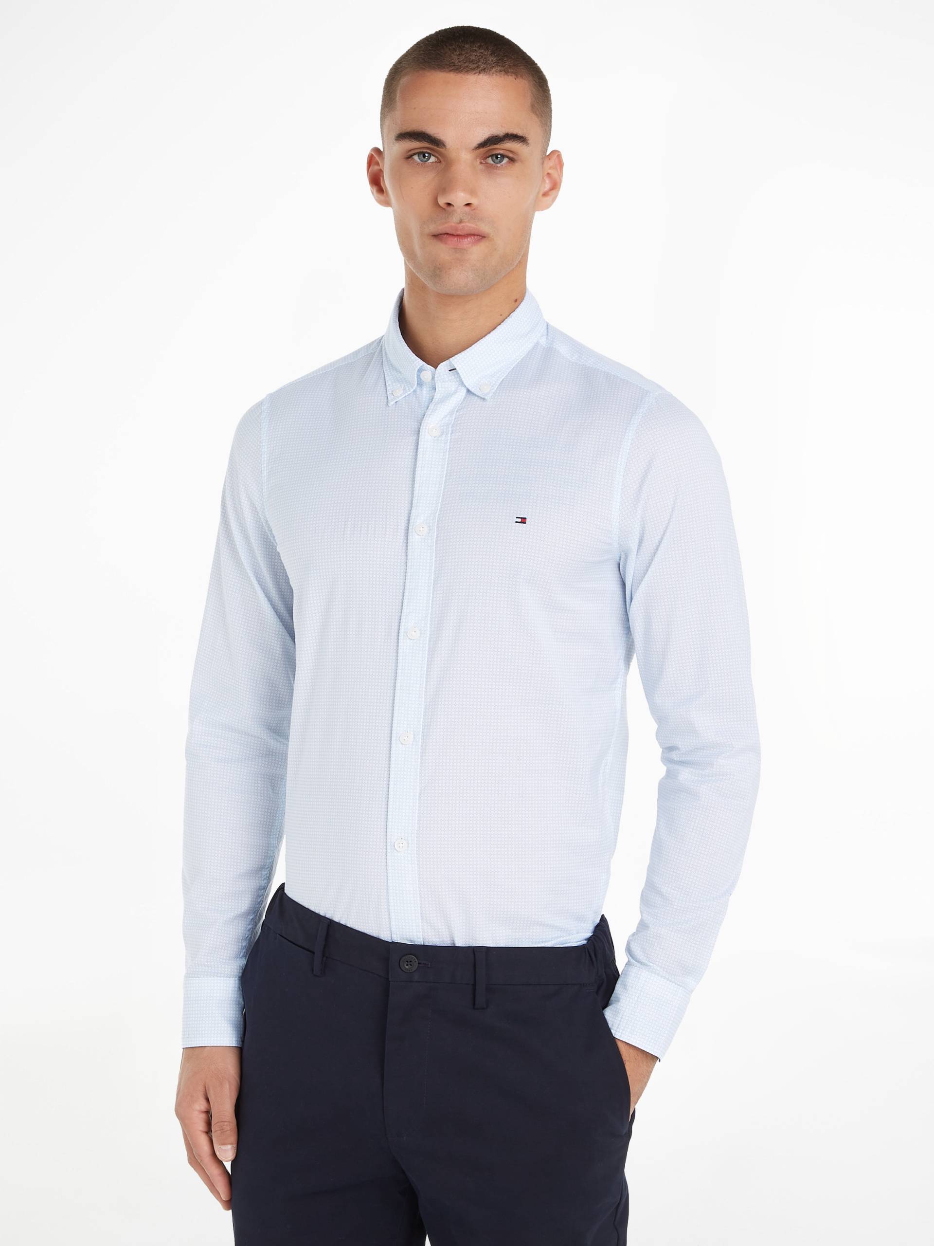 Tommy Hilfiger Businesshemd »FLEX MICRO FOULARD SF SHIRT«, Mit Minimal-Print, Button-down-Kragen von Tommy Hilfiger