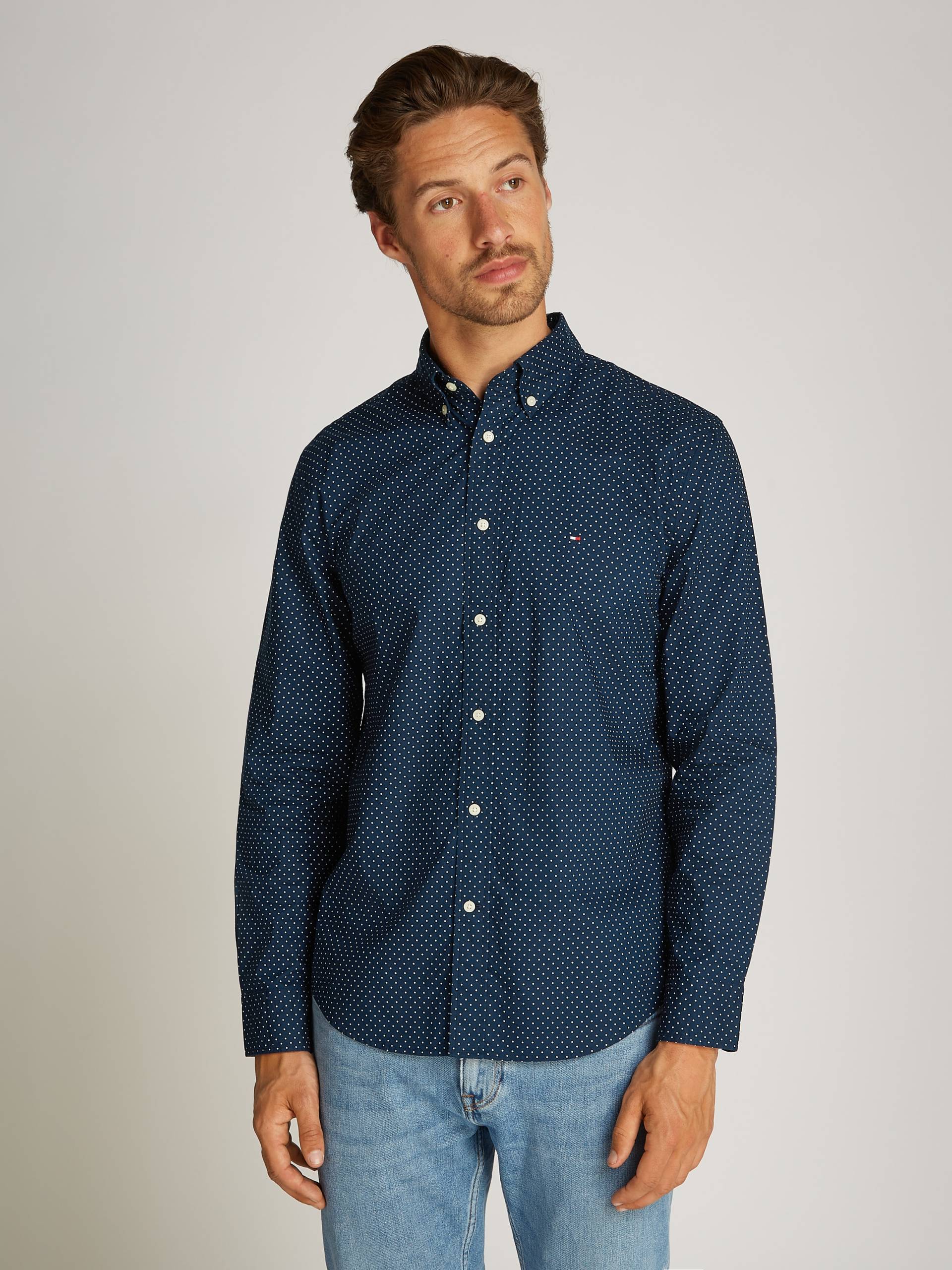 Tommy Hilfiger Businesshemd »FLEX POPLIN POLKA DOT RF SHIRT«, mit Punktprint von Tommy Hilfiger