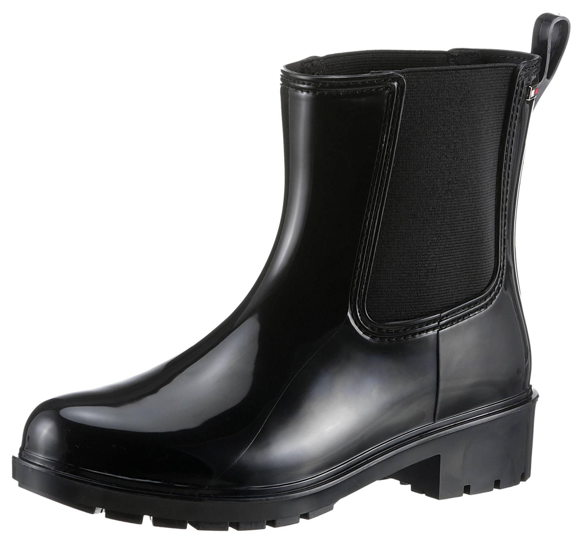 Tommy Hilfiger Chelseaboots »FLAG RAINBOOT«, Gummistiefel, Blockabsatz, Schlupfschuh mit Anziehlasche von Tommy Hilfiger