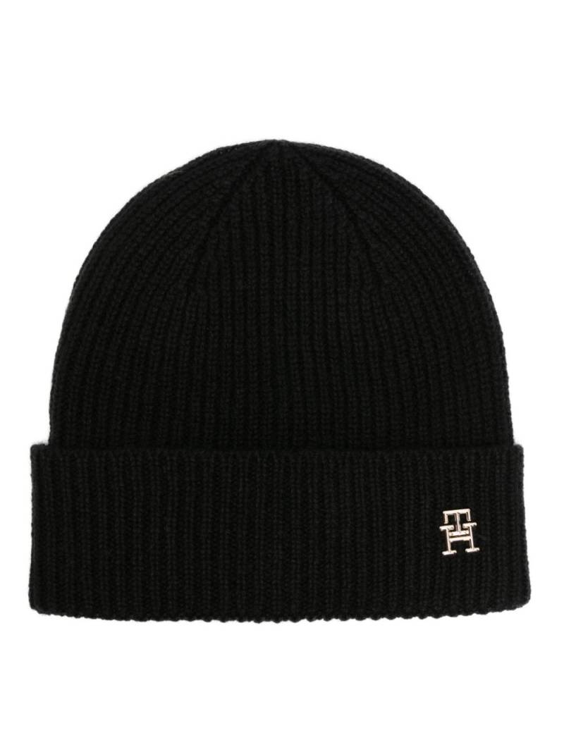 Tommy Hilfiger Chic ribbed-knit cashmere beanie - Black von Tommy Hilfiger