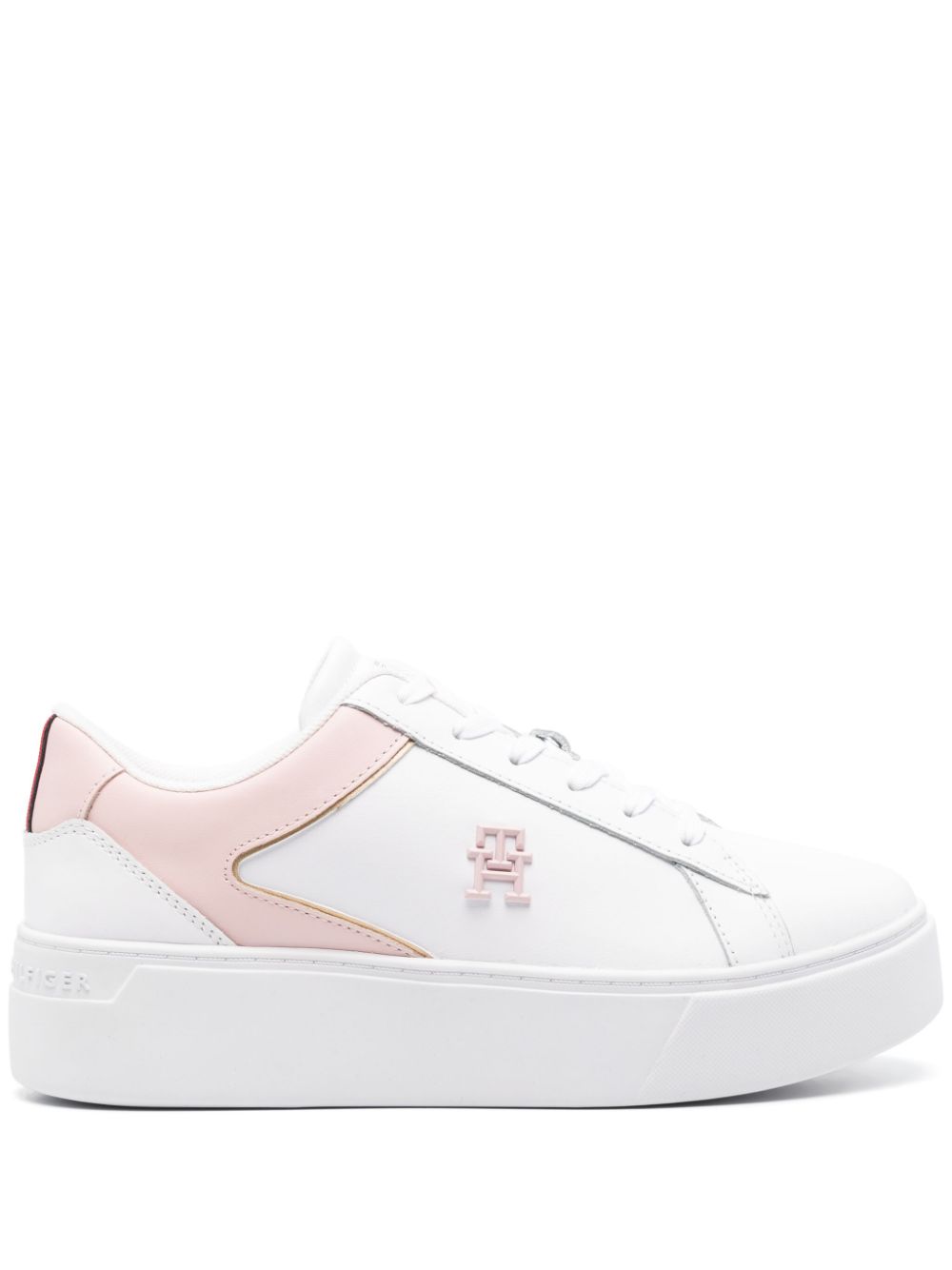 Tommy Hilfiger Court 45mm leather flatform sneakers - White von Tommy Hilfiger