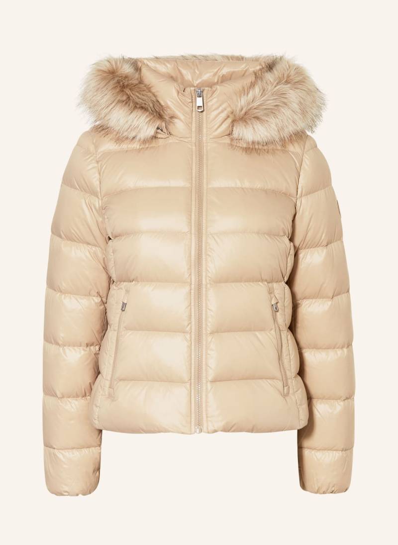 Tommy Hilfiger Daunenjacke Gloss Down Tyra Mit Kunstpelz beige von Tommy Hilfiger