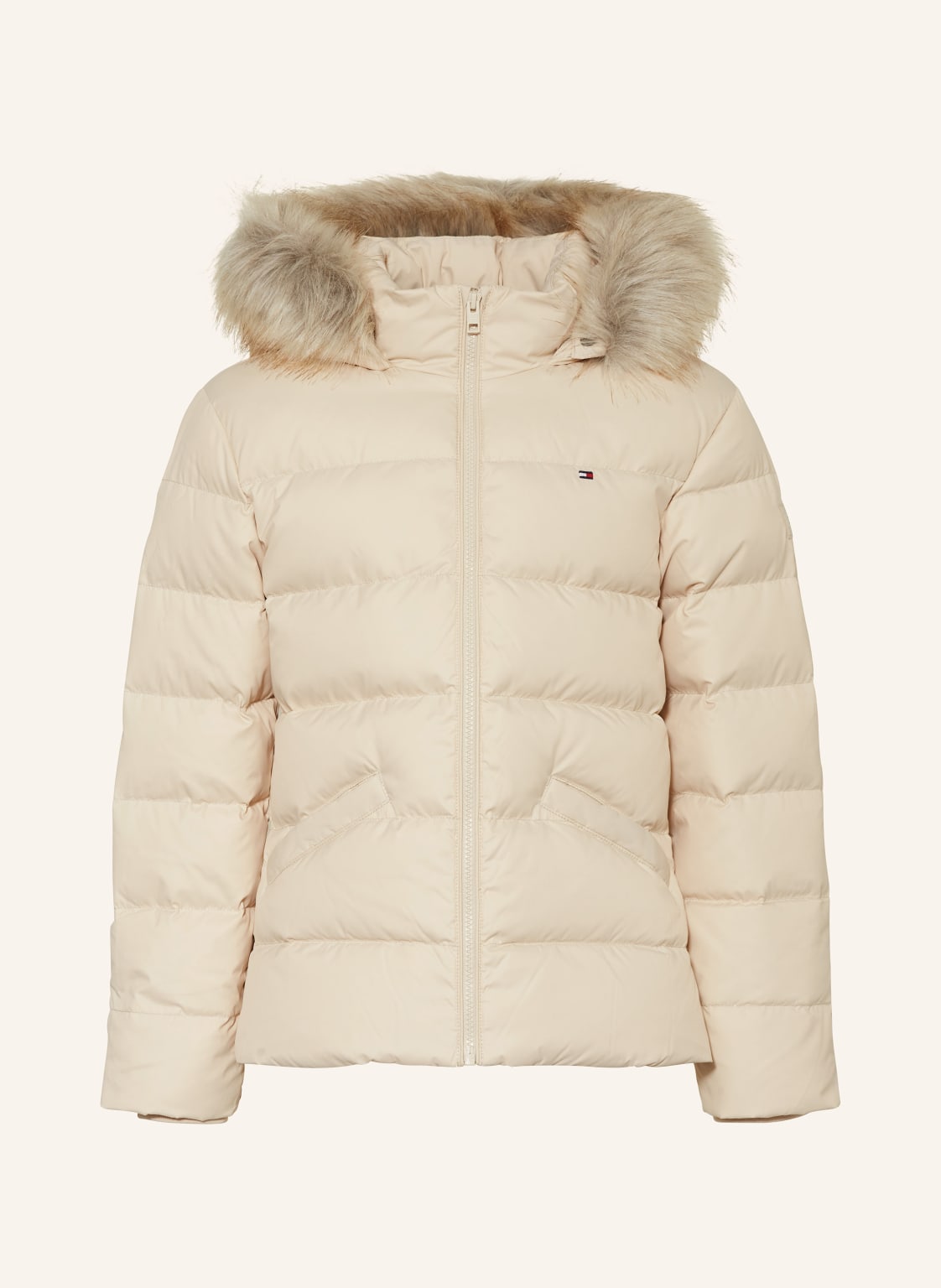 Tommy Hilfiger Daunenjacke Mit Abnehmbarem Kunstpelz beige von Tommy Hilfiger