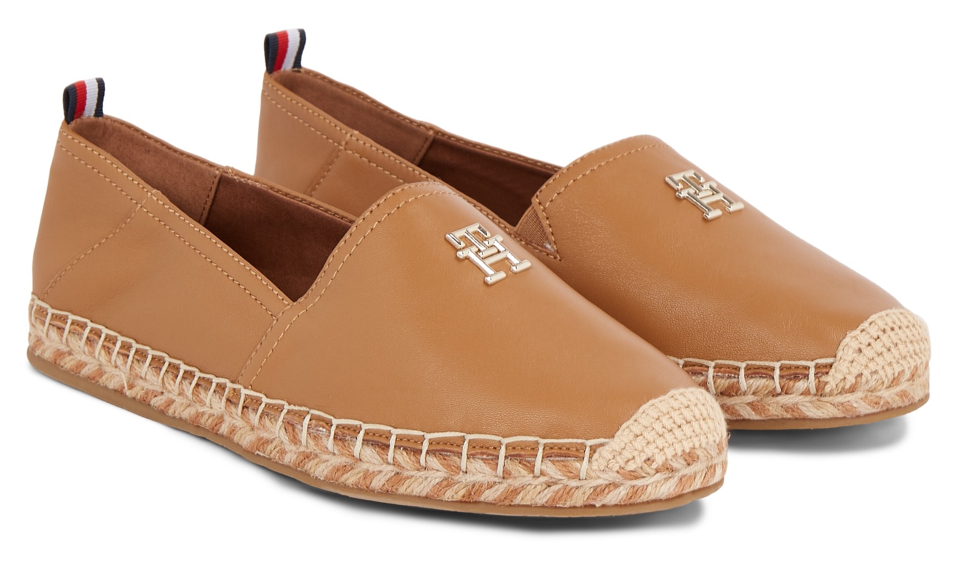 Tommy Hilfiger Espadrille »TH LEATHER FLAT ESPADRILLE«, Sommerschuh, Strandschuh, Loafer, Slipper mit TH-Logo von Tommy Hilfiger