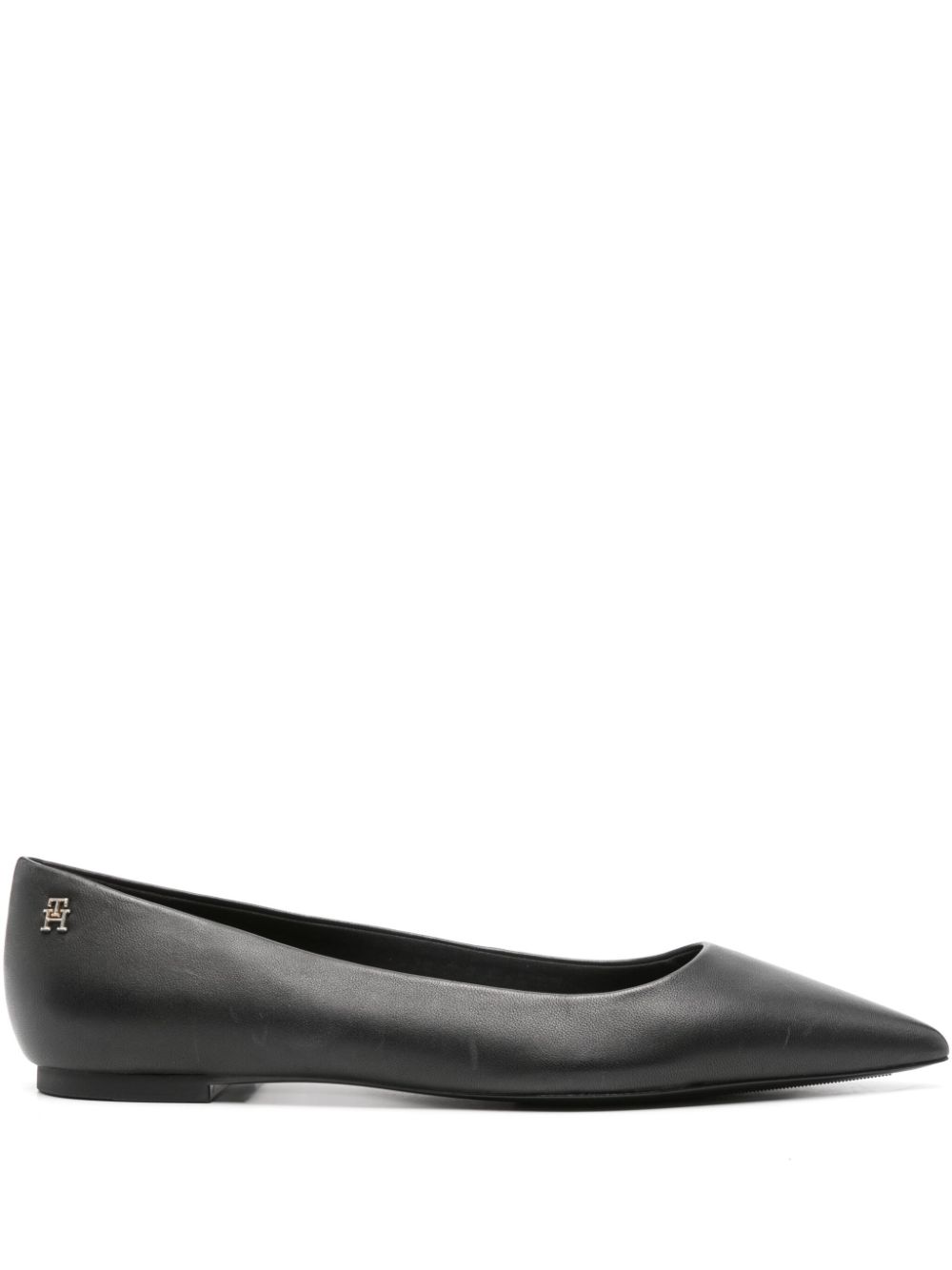 Tommy Hilfiger Essential pointed leather ballerina shoes - Black von Tommy Hilfiger