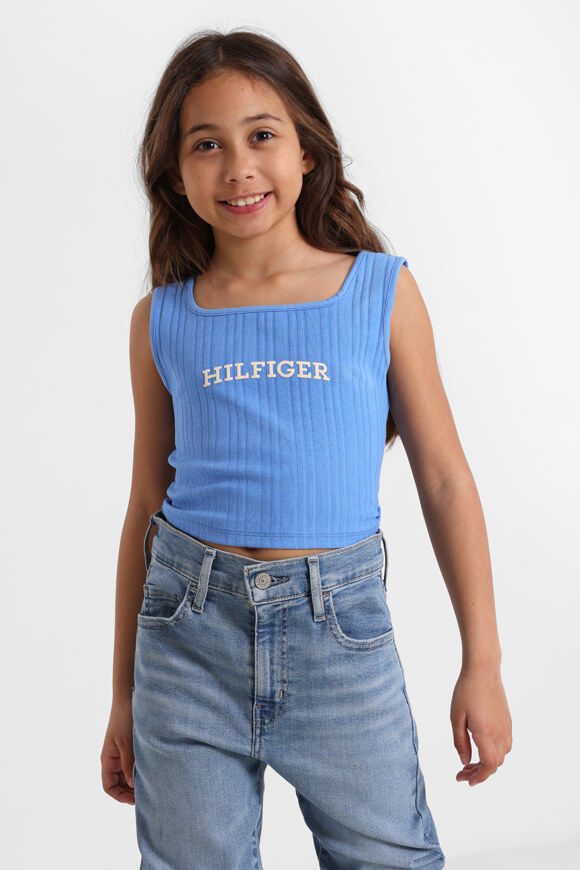 Tommy Hilfiger Geripptes Crop Tanktop | Blue Spell | Mädchen  | 12 von Tommy Hilfiger