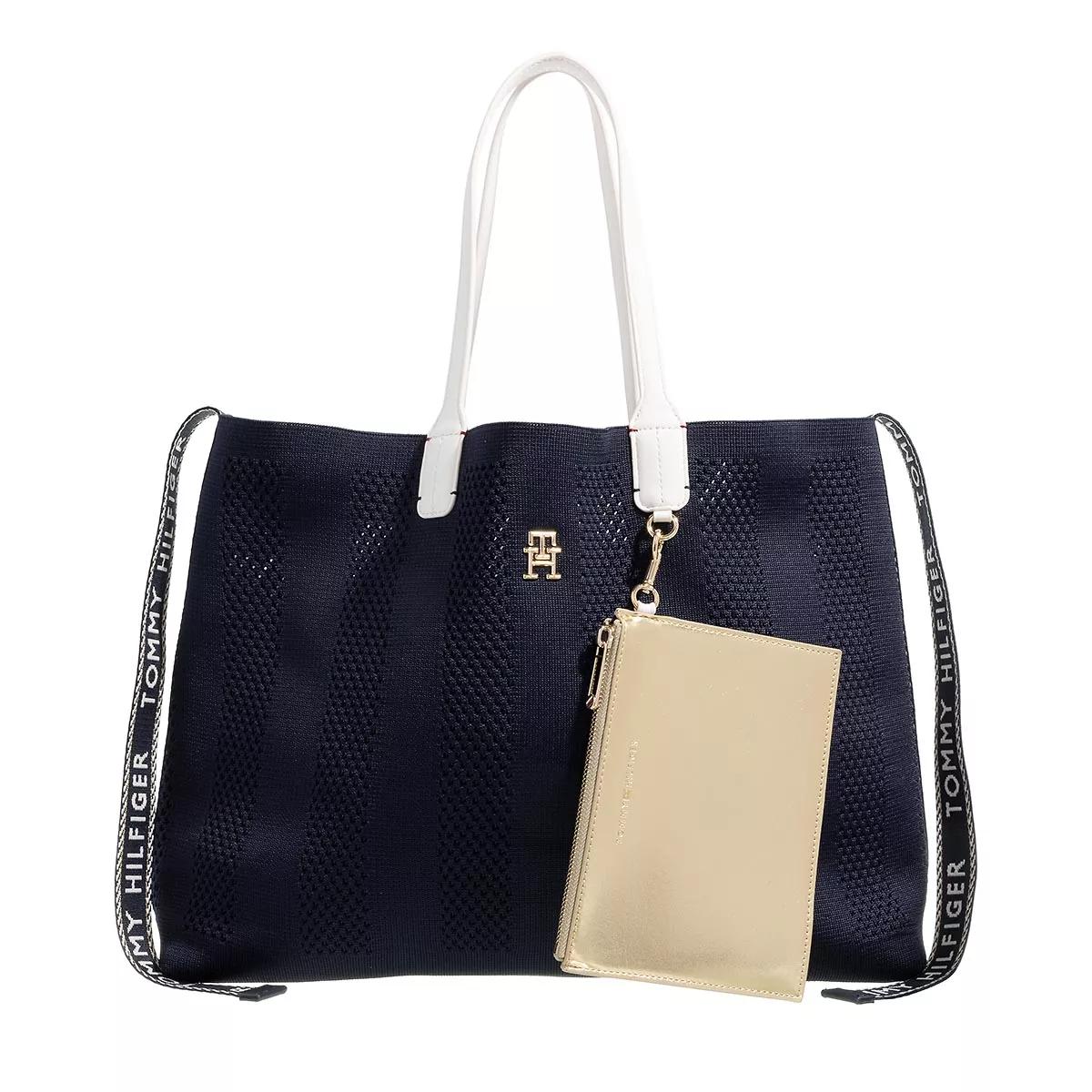 Tommy Hilfiger Handtasche - Iconic Tommy Tote Knitted - Gr. unisize - in Blau - für Damen von Tommy Hilfiger