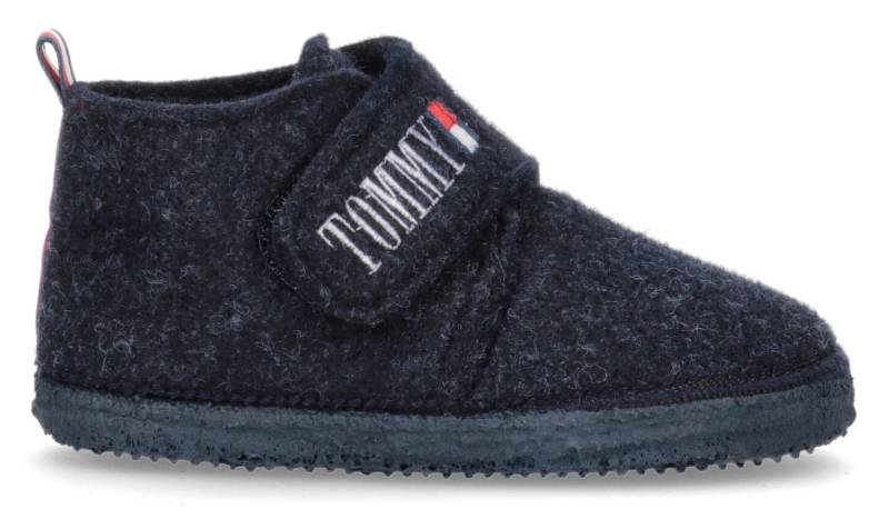 Tommy Hilfiger Hausschuh »INDOOR SLIPPER GREY«, mit praktischem Klettverschluss von Tommy Hilfiger