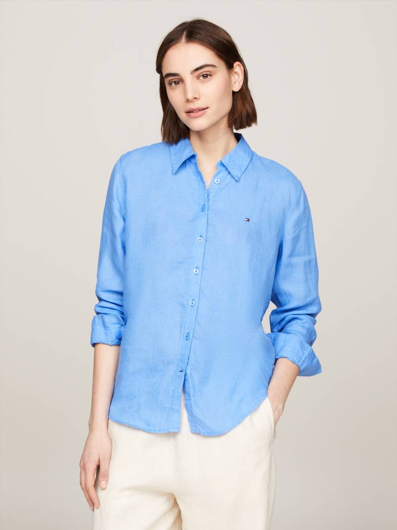 Tommy Hilfiger Hemdbluse »LINEN RELAXED SHIRT LS«, mit Logostickerei auf der Brust von Tommy Hilfiger