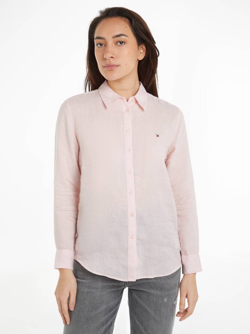 Tommy Hilfiger Hemdbluse »LINEN RELAXED SHIRT LS«, mit Logostickerei auf der Brust von Tommy Hilfiger