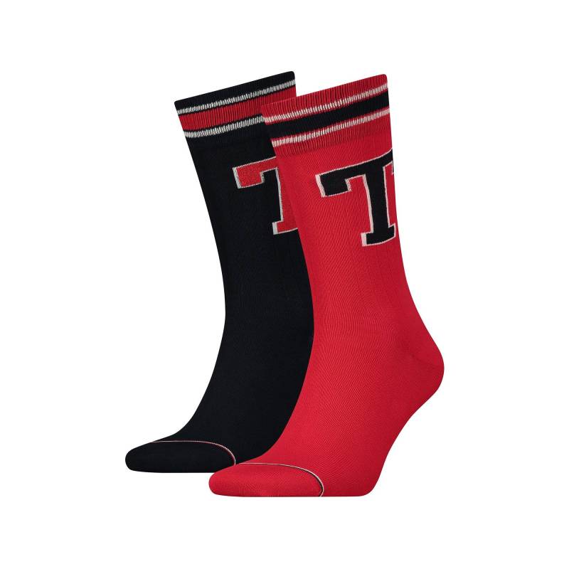 Duopack, Wadenlange Socken Herren Rot 39-42 von TOMMY HILFIGER